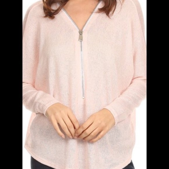 Boutique Tops - Small Blush Knit Zipper Dolman Top